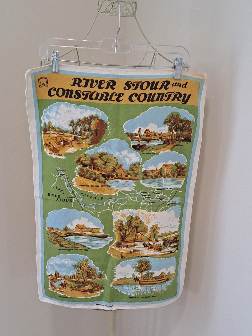 Vtg. 1970s Linen Blend River Stour And Constable Country Cottagecore Tea Towel.